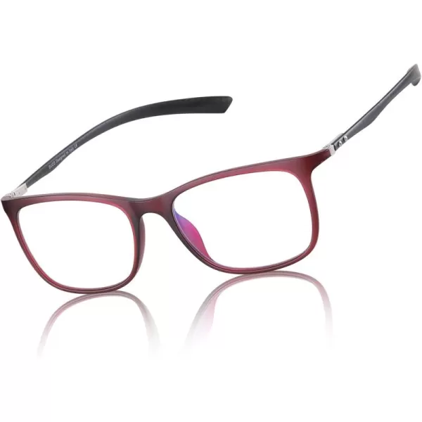 DUCO Luxury Carbon Fiber Temple Eyewear Blue Light Blocking Glasses for Men and Women Glasses for Computer Eye Strain5221 Red Frame Black Temple