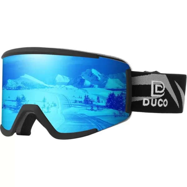 DUCO OTG Ski Goggles Over Glasses SkiSnowboard Goggles for Men Women UV400 Protection AntiFog Skiing Snow Goggles DCS003Black Blue