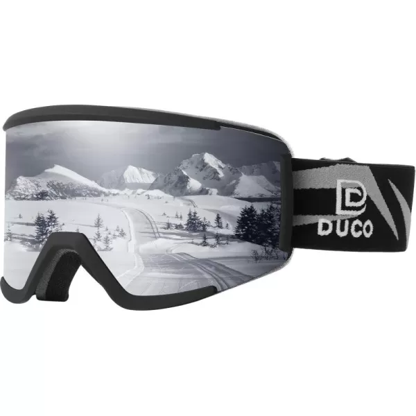 DUCO OTG Ski Goggles Over Glasses SkiSnowboard Goggles for Men Women UV400 Protection AntiFog Skiing Snow Goggles DCS003Black Silver