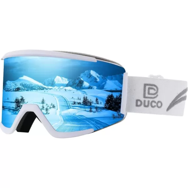 DUCO OTG Ski Goggles Over Glasses SkiSnowboard Goggles for Men Women UV400 Protection AntiFog Skiing Snow Goggles DCS003White Blue