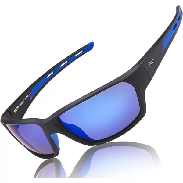 DUCO Polarized Sports Sunglasses for Men Women UV400 Protection Sun Glasses for Cycling Fishing Driving Hiking Golf 6201Blue Lens Blue Frame