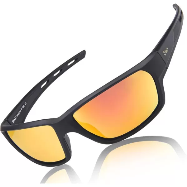DUCO Polarized Sports Sunglasses for Men Women UV400 Protection Sun Glasses for Cycling Fishing Driving Hiking Golf 6201Orange Lens Black Frame