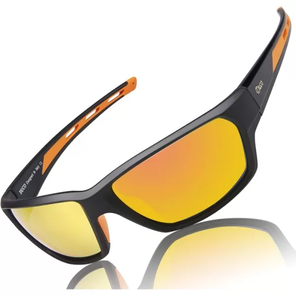 DUCO Polarized Sports Sunglasses for Men Women UV400 Protection Sun Glasses for Cycling Fishing Driving Hiking Golf 6201Orange Lens Orange Frame