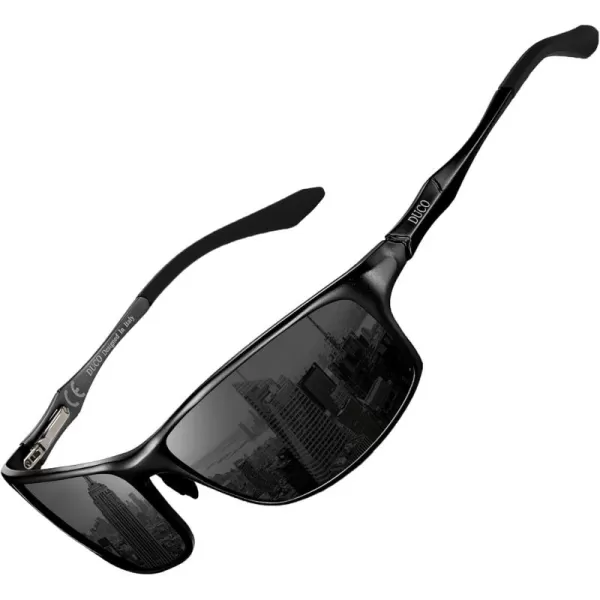 DUCO Polarized Sunglasses for Men 100 UV400 Protection Metal Frame Driving Mens Sun GlassesBlack Frame Gray Lens