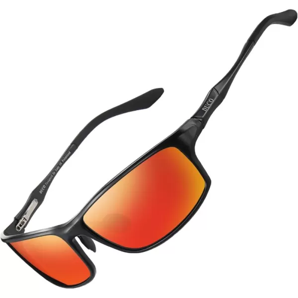 DUCO Polarized Sunglasses for Men 100 UV400 Protection Metal Frame Driving Mens Sun GlassesBlack Frame Orange Lens