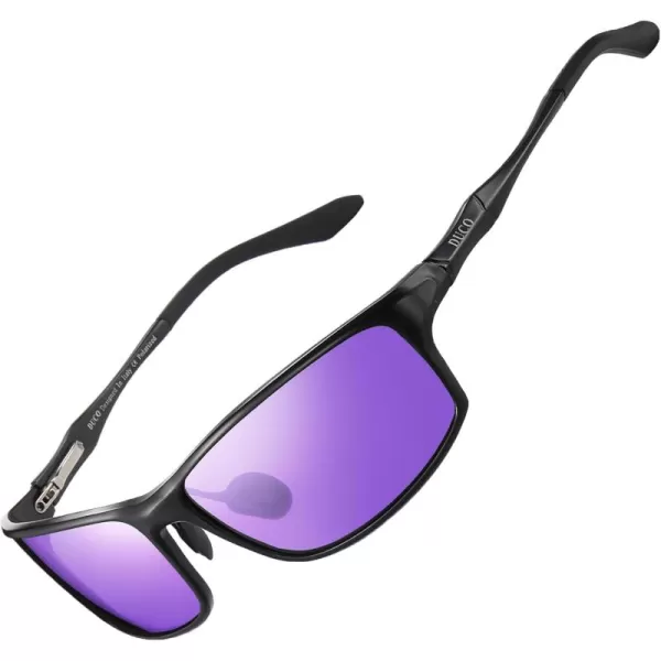 DUCO Polarized Sunglasses for Men 100 UV400 Protection Metal Frame Driving Mens Sun GlassesBlack Frame Purple Lens