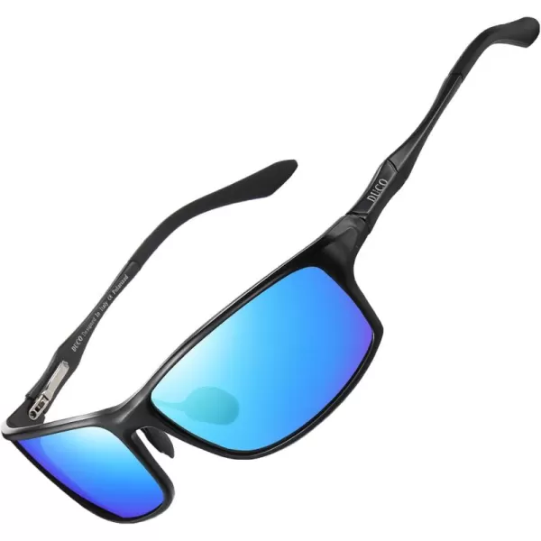 DUCO Polarized Sunglasses for Men 100 UV400 Protection Metal Frame Driving Mens Sun GlassesBlack Frame Revo Blue Lens