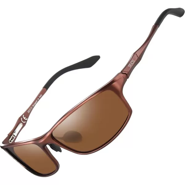 DUCO Polarized Sunglasses for Men 100 UV400 Protection Metal Frame Driving Mens Sun GlassesBrown Frame Brown Lens