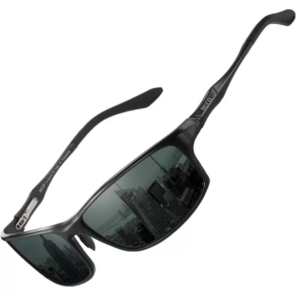 DUCO Polarized Sunglasses for Men 100 UV400 Protection Metal Frame Driving Mens Sun GlassesGreen Frame Gray Lens