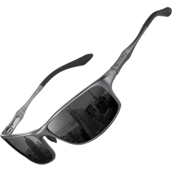 DUCO Polarized Sunglasses for Men 100 UV400 Protection Metal Frame Driving Mens Sun GlassesGunmetal Frame Gray Lens
