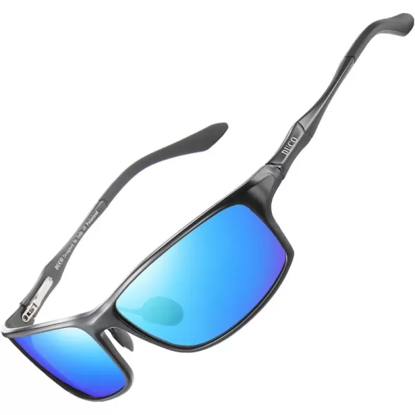 DUCO Polarized Sunglasses for Men 100 UV400 Protection Metal Frame Driving Mens Sun GlassesGunmetal Frame Revo Blue Lens