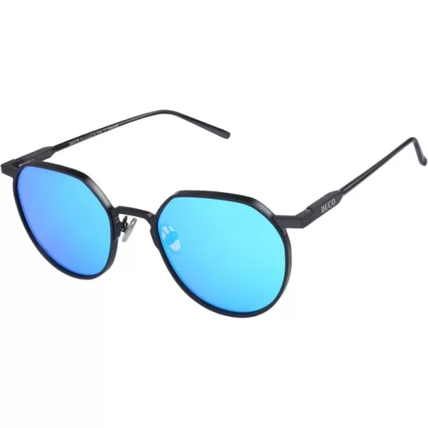 DUCO Polarized Sunglasses for Women Retro Mirrored Sun Glasses Ultralight Geometric AlMg Metal Frame with UV protection 8120Black