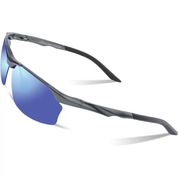 DUCO Polarized Unbreakable Sunglasses 100 UV400 Protection Eyewear Sunglasses for Men and Women Shades 8513S Gunmetal Frame Revo Blue Lens