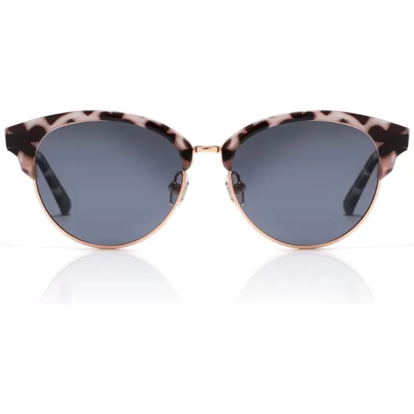 DUCO Retro Polarized Sunglasses for Women Semi Rimless Sun Glasses for Small Face Vintage Half Frame Shades 1221Grey Tortoise Frame Grey Lens
