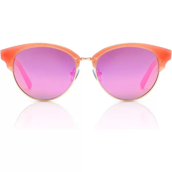 DUCO Retro Polarized Sunglasses for Women Semi Rimless Sun Glasses for Small Face Vintage Half Frame Shades 1221Pink Frame Purple Lens
