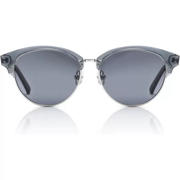 DUCO Retro Polarized Sunglasses for Women Semi Rimless Sun Glasses for Small Face Vintage Half Frame Shades 1221Transparent Grey Frame Grey Lens