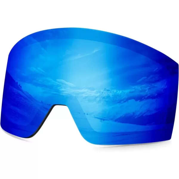 DUCO Ski Goggles with Magnetic Lens for Snowboard AntiFog UV400 Protection Over Glasses OTG Snow Sports Goggles DCS002Revo Blue Lens