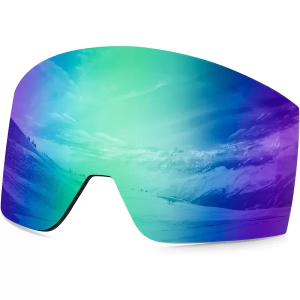 DUCO Ski Goggles with Magnetic Lens for Snowboard AntiFog UV400 Protection Over Glasses OTG Snow Sports Goggles DCS002Revo Green Lens