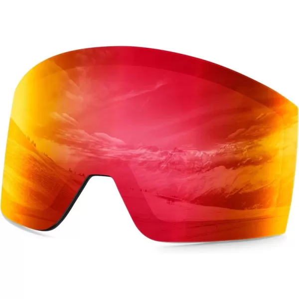 DUCO Ski Goggles with Magnetic Lens for Snowboard AntiFog UV400 Protection Over Glasses OTG Snow Sports Goggles DCS002Revo Orange Lens