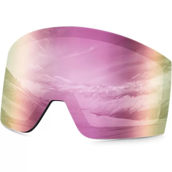 DUCO Ski Goggles with Magnetic Lens for Snowboard AntiFog UV400 Protection Over Glasses OTG Snow Sports Goggles DCS002Revo Pink Lens