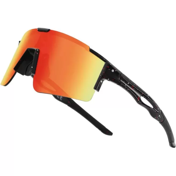 DUCO Sports Sunglasses for Men Cycling Sunglasses Youth Baseball Sun glasses Lightweight TR90 Frame Goggles DC0032Black Red White Frame Red Len