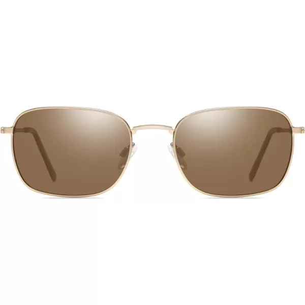 DUCO Square Sunglasses for Men Women Polarized Driving Sun Glasses UV400 Protection Retro Shades DC3038Gold Frame Brown Lens