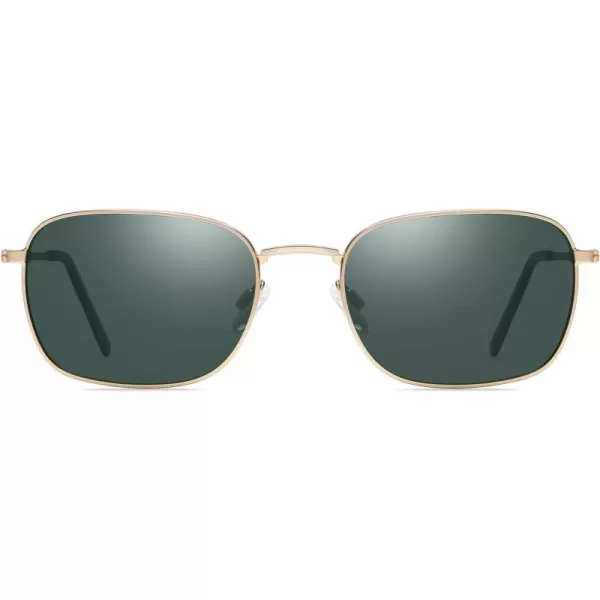 DUCO Square Sunglasses for Men Women Polarized Driving Sun Glasses UV400 Protection Retro Shades DC3038Gold Frame Green Lens