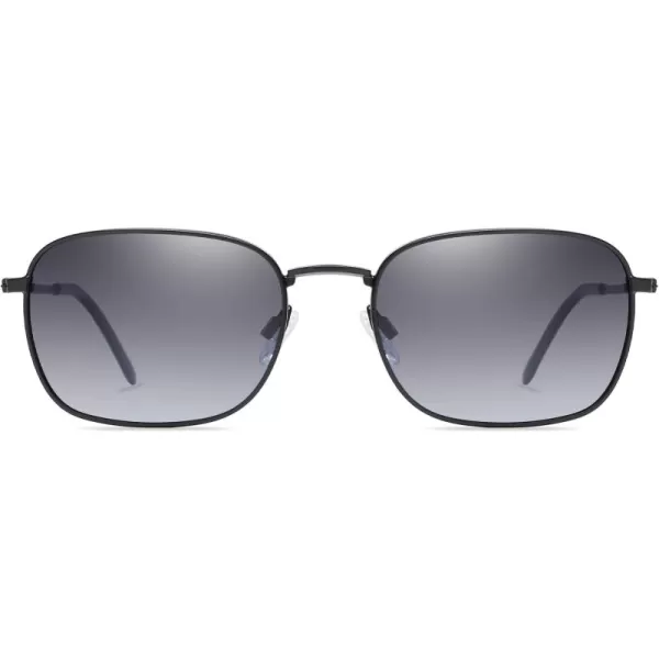 DUCO Square Sunglasses for Men Women Polarized Driving Sun Glasses UV400 Protection Retro Shades DC3038Matte Black Frame Gradient Gray Lens