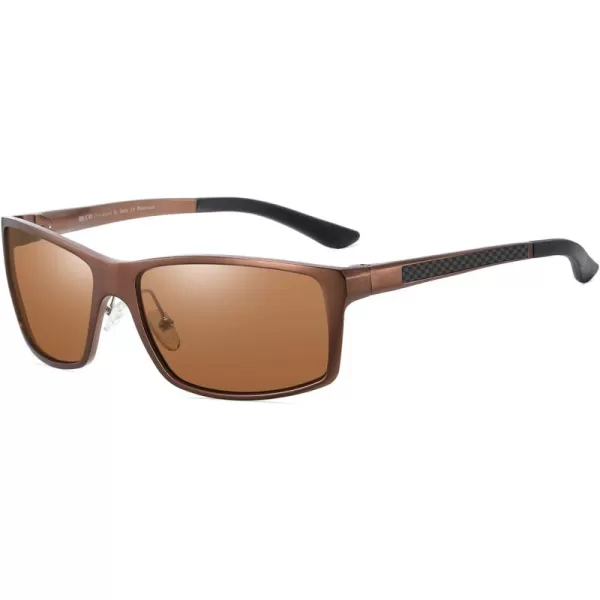 DUCO Sunglasses Men Polarized Sports Sunglasses for Driving Golfing Fishing Shades UV400 Protection 8202Brown Frame Brown Lens