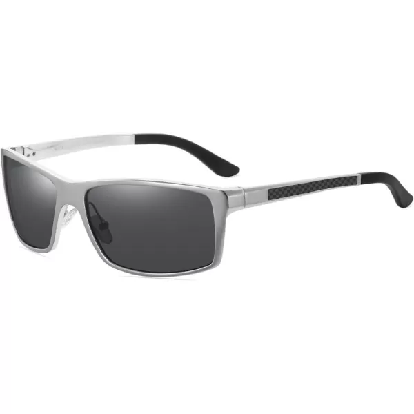 DUCO Sunglasses Men Polarized Sports Sunglasses for Driving Golfing Fishing Shades UV400 Protection 8202Silver Frame Grey Lens
