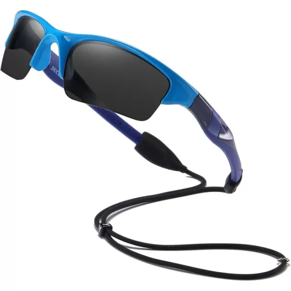 DUCO Toddler Kids Sunglasses for Boys Girls Youth Sport Sunglasses Baseball Polarized Sunglasses for Age 48 K014Blue Frame Blue Temple