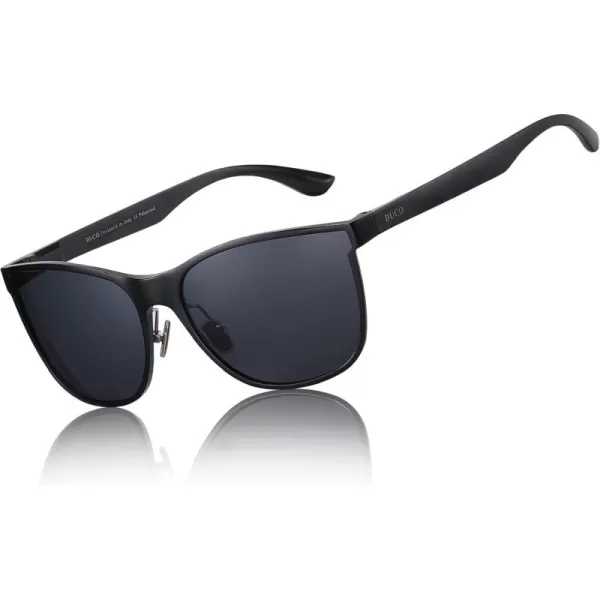 DUCO mens Polarized Driving sunglasses Eyewear Fashion Rimmed Glasses UV400 protection 8205Black Frame Grey Lens