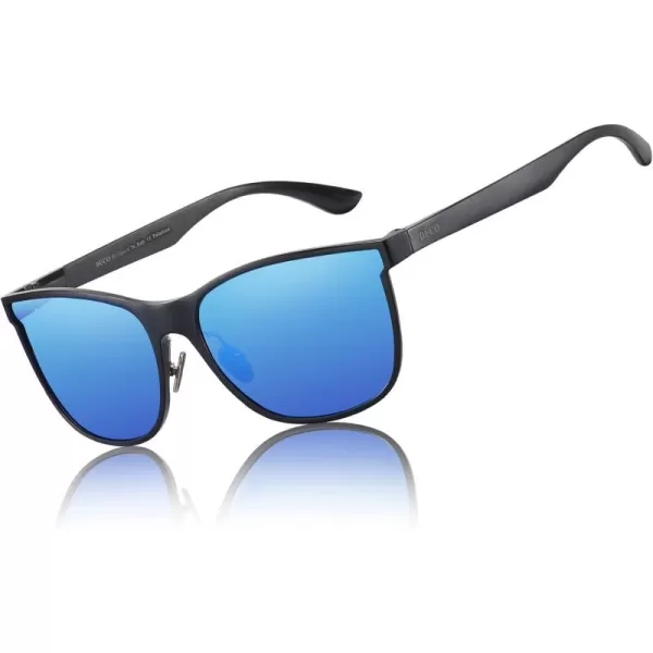 DUCO mens Polarized Driving sunglasses Eyewear Fashion Rimmed Glasses UV400 protection 8205Black Frame Revo Blue Lens