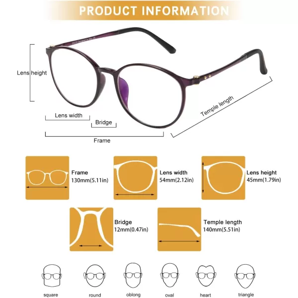 DUCO Blue Light Blocking Computer Glasses Anti UV Eye Strain Reading Video Eyewear Glasses DC5211Purple