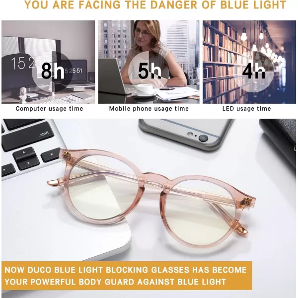 DUCO Blue Light Glasses for Men Women Blue Ray Blocking Glasses Computer Gaming Glasses Retro Round Eyeglasses Frame 5217Brown