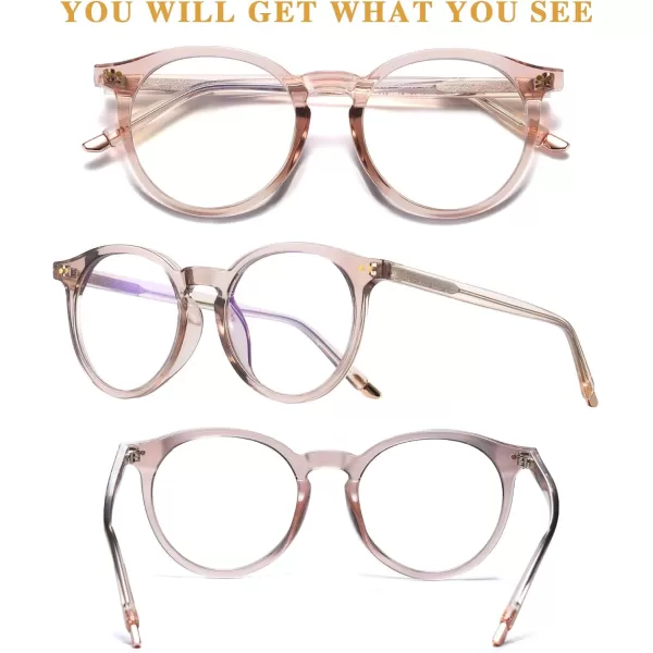DUCO Blue Light Glasses for Men Women Blue Ray Blocking Glasses Computer Gaming Glasses Retro Round Eyeglasses Frame 5217Brown