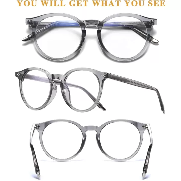 DUCO Blue Light Glasses for Men Women Blue Ray Blocking Glasses Computer Gaming Glasses Retro Round Eyeglasses Frame 5217Grey