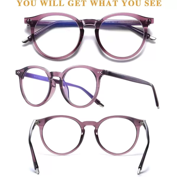 DUCO Blue Light Glasses for Men Women Blue Ray Blocking Glasses Computer Gaming Glasses Retro Round Eyeglasses Frame 5217Purple
