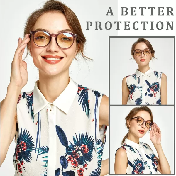 DUCO Blue Light Glasses for Men Women Blue Ray Blocking Glasses Computer Gaming Glasses Retro Round Eyeglasses Frame 5217Purple
