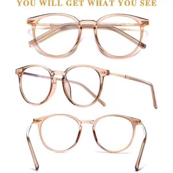 DUCO Blue Light Glasses for Men Women Blue Ray Blocking Glasses Computer Gaming Glasses Teens Retro Round Eyeglasses Frame Brown 5216