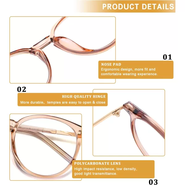 DUCO Blue Light Glasses for Men Women Blue Ray Blocking Glasses Computer Gaming Glasses Teens Retro Round Eyeglasses Frame Brown 5216