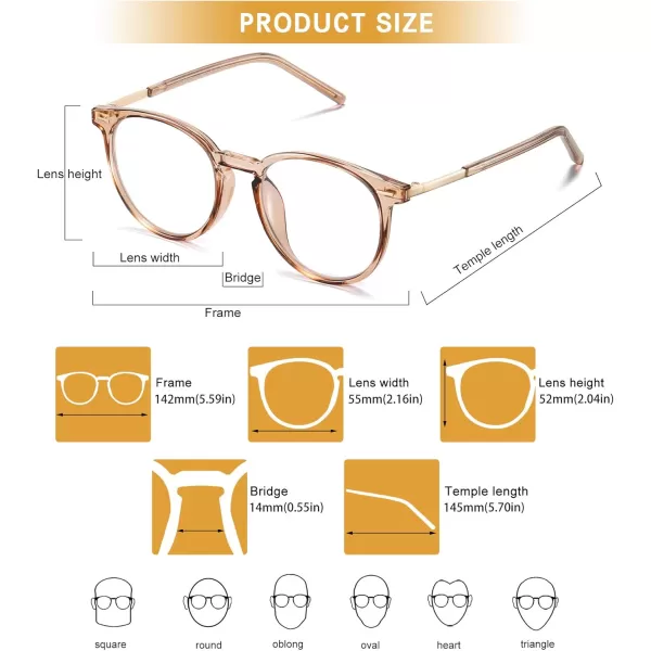DUCO Blue Light Glasses for Men Women Blue Ray Blocking Glasses Computer Gaming Glasses Teens Retro Round Eyeglasses Frame Brown 5216