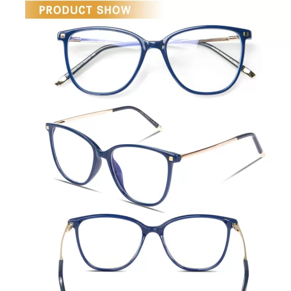 DUCO Blue Light Glasses for Women Men Blue Ray Blocking Glasses Computer Glasses for Teens Blue Retro Square Eyeglasses Frame Non prescription 5209