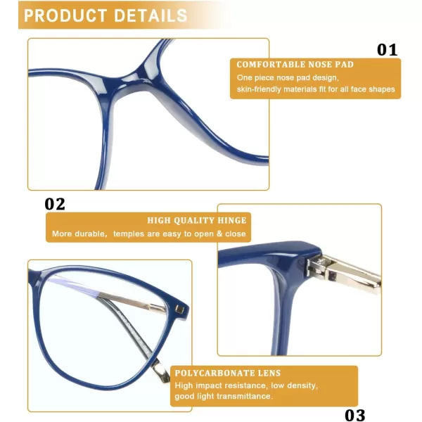DUCO Blue Light Glasses for Women Men Blue Ray Blocking Glasses Computer Glasses for Teens Blue Retro Square Eyeglasses Frame Non prescription 5209