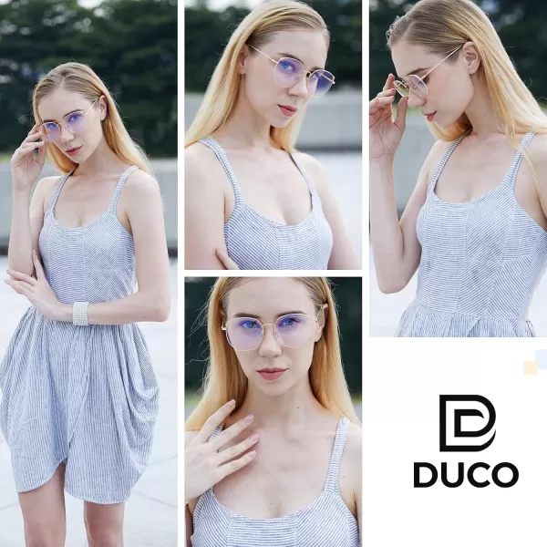 DUCO Blue Light Glasses for Women Men Computer Blue Ray Blocking Glasses Cute Retro Round Eyeglasses Frame 8217Black