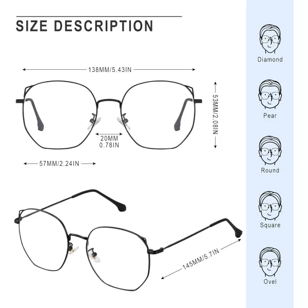 DUCO Blue Light Glasses for Women Men Computer Blue Ray Blocking Glasses Cute Retro Round Eyeglasses Frame 8217Black