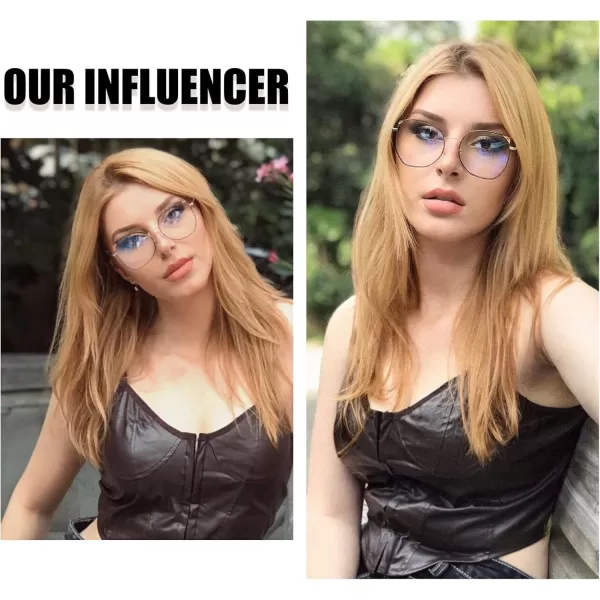 DUCO Blue Light Glasses for Women Men Computer Blue Ray Blocking Glasses Cute Retro Round Eyeglasses Frame 8217Black Gold