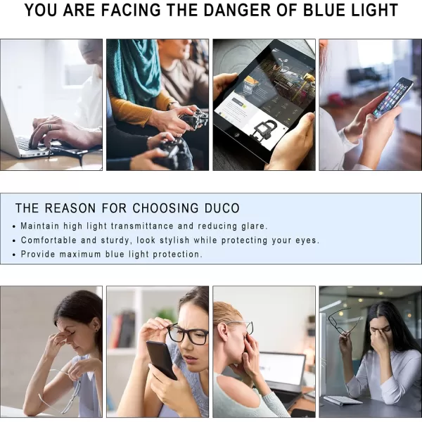 DUCO Blue Light Glasses for Women Men Computer Blue Ray Blocking Glasses Cute Retro Round Eyeglasses Frame 8217Black Silver
