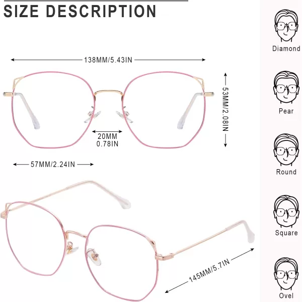 DUCO Blue Light Glasses for Women Men Computer Blue Ray Blocking Glasses Cute Retro Round Eyeglasses Frame 8217Pink