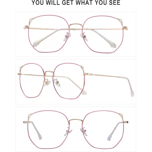 DUCO Blue Light Glasses for Women Men Computer Blue Ray Blocking Glasses Cute Retro Round Eyeglasses Frame 8217Pink